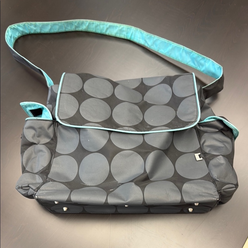 OiOi Diaper bag Elegant Black and Blue Polka Dot Baby Bag